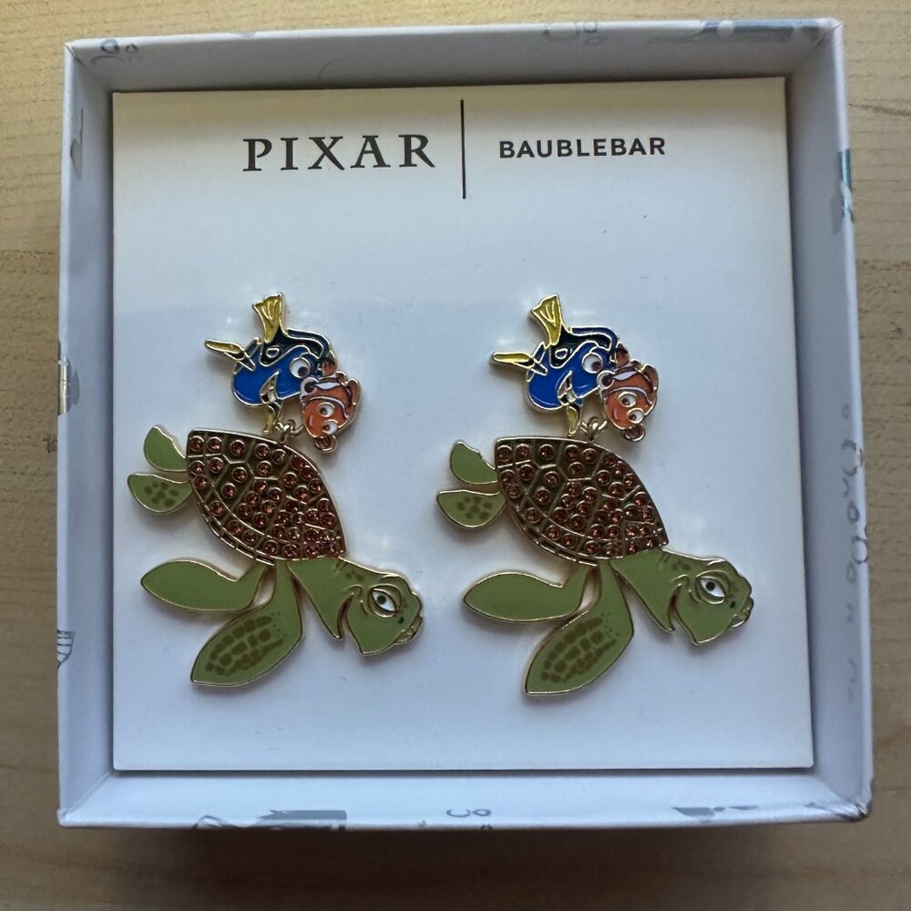 NEW! Disney Pixar Baublebar Finding Nemo Dory Fish Crush Turtle Dangle Earrings